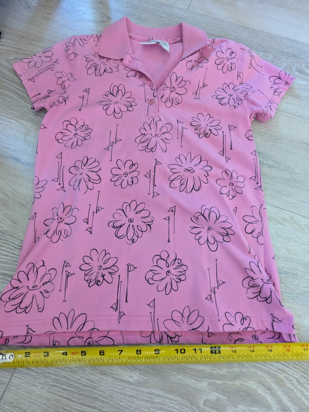 Line Up Women's Pink Floral Polo Shirt Golf Small